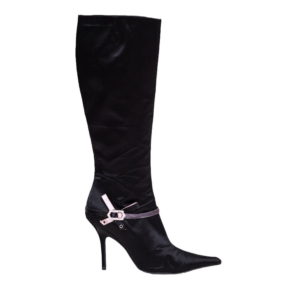 Dior Rhinestone Buckle Knee High Boots